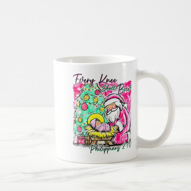 Every Knee Shall Bow Santa Christmas Nativity Scen Kaffemugg (Höger)