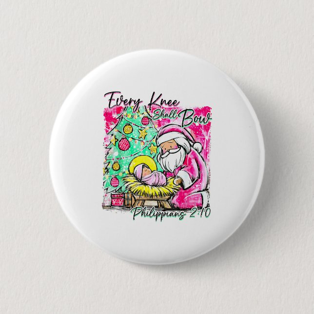 Every Knee Shall Bow Santa Christmas Nativity Scen Knapp (Framsida)