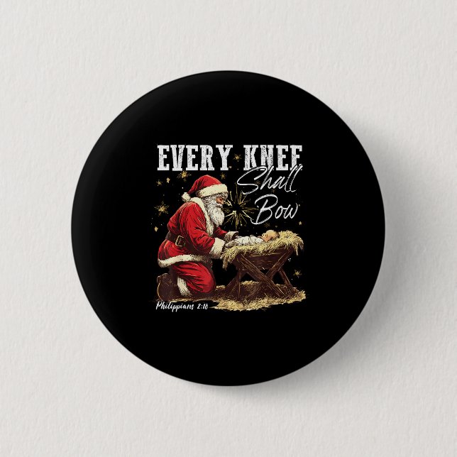 Every Knee Shall Bow Santa Christmas Nativity Scen Knapp (Framsida)