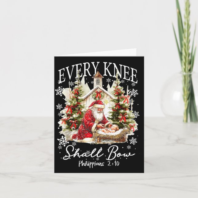 Every Knee Shall Bow Santa Christmas Nativity Scen Kort (Framsida)