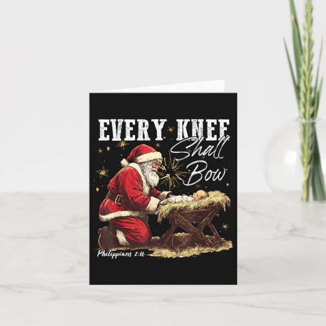 Every Knee Shall Bow Santa Christmas Nativity Scen Kort (Framsida)