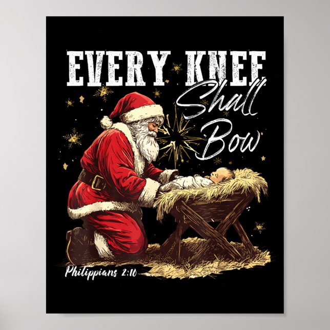 Every Knee Shall Bow Santa Christmas Nativity Scen Poster (Framsidan)
