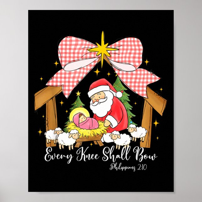 Every Knee Shall Bow Santa Christmas Nativity Scen Poster (Framsidan)