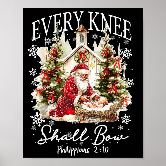 Every Knee Shall Bow Santa Christmas Nativity Scen Poster (Framsidan)