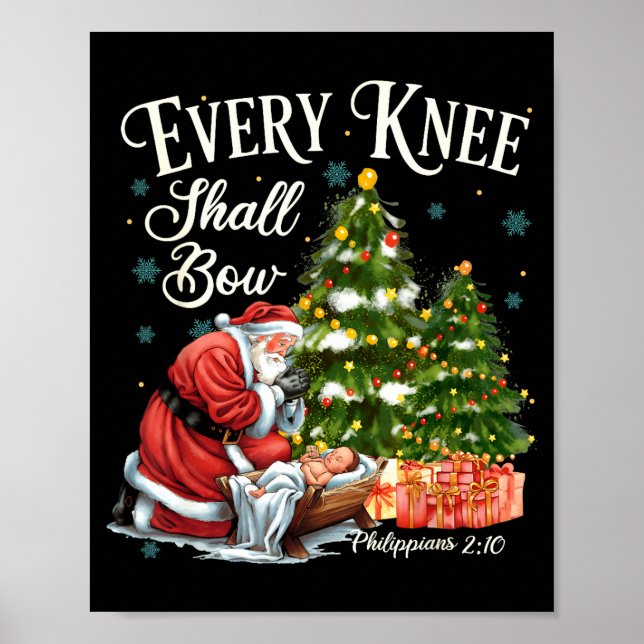 Every Knee Shall Bow Santa Christmas Nativity Scen Poster (Framsidan)