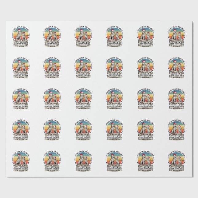 Every Snack You Make Hund Julhatt Retro Solnedgång Presentpapper (Platt)