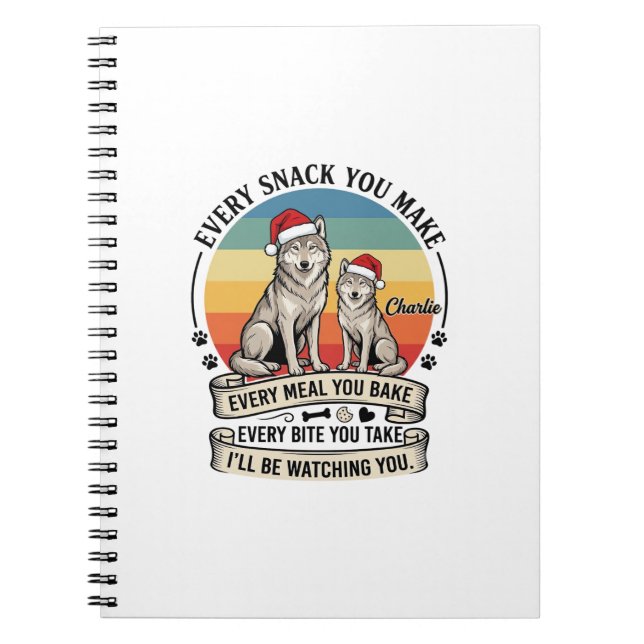 Every Snack You Make Hund Julhatt Retro Sunset_1 Anteckningsbok (Framsidan)
