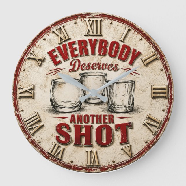 Everybody Deserves Another Shot Funny Bar Quote Stor Klocka (Framsida)