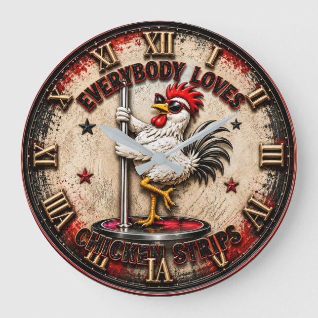 Everybody Loves Chicken Strips Funny Chicken  Stor Klocka (Framsida)