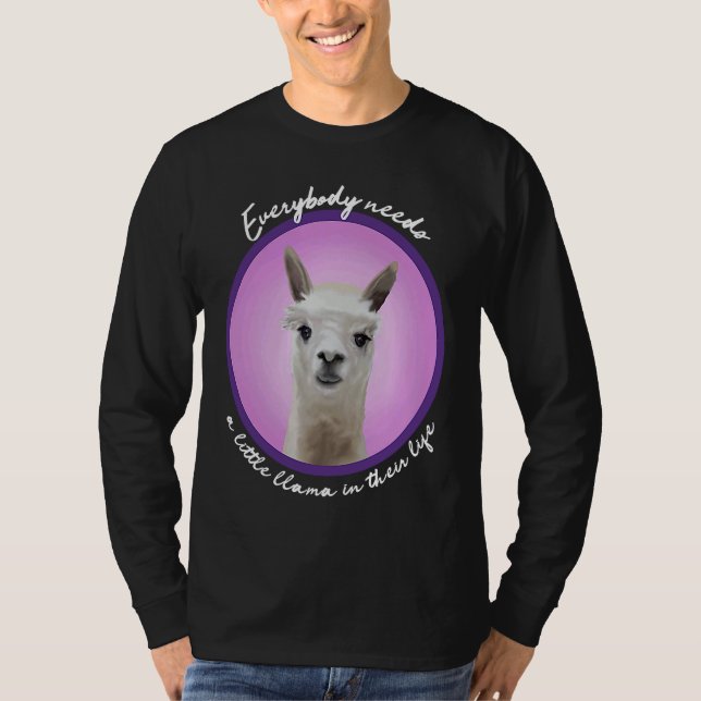 Everybody needs a little llama cute fuzzy alpaca v t shirt (Framsida)