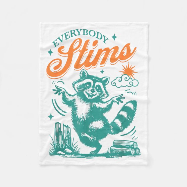 Everybody Stims Racoon Funny Design  Fleecefilt (Framsidan)