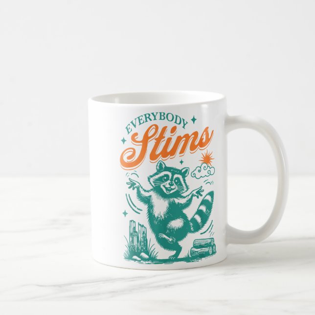 Everybody Stims Racoon Funny Design  Kaffemugg (Höger)