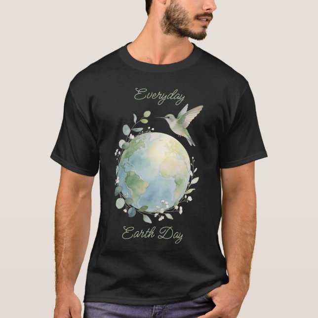 Everyday Earth Day Hummingbird Bird T Shirt (Framsida)