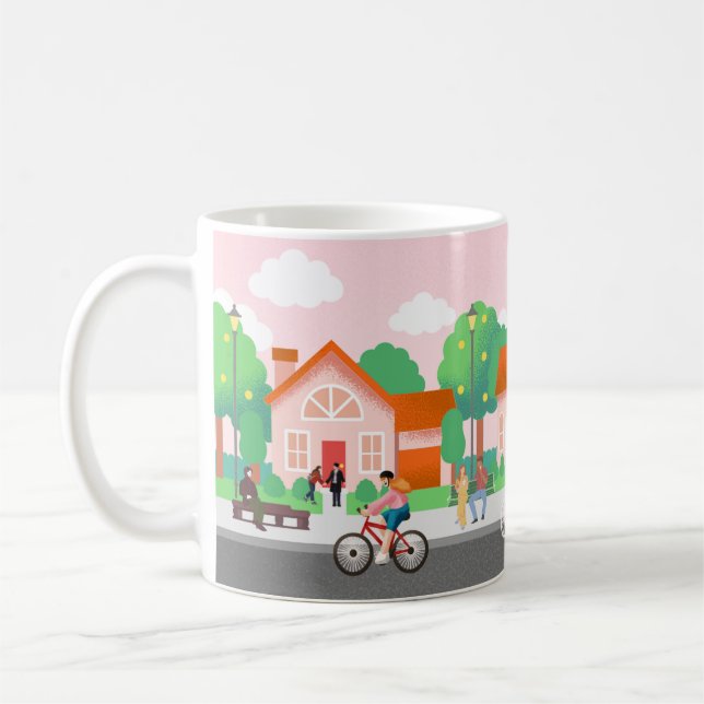 Everyday Love in a Cozy Neighborhood – Illustratio Kaffemugg (Vänster)