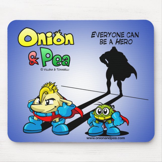 Everyone can be a Hero Onion & Pea mousepad. Musmatta (Framsidan)