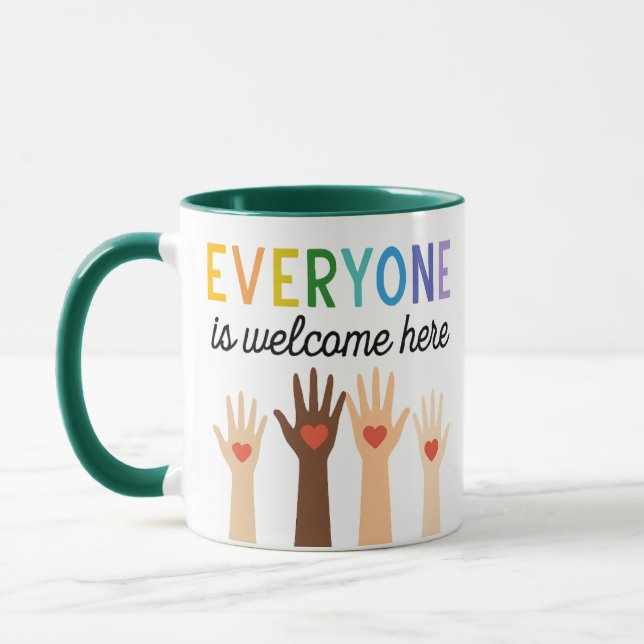 Everyone Is Welcome Here  Diversity with Heart  Mugg (Vänster)
