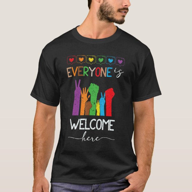 Everyone is welcome here Unity Day Anti Bullying A T Shirt (Framsida)