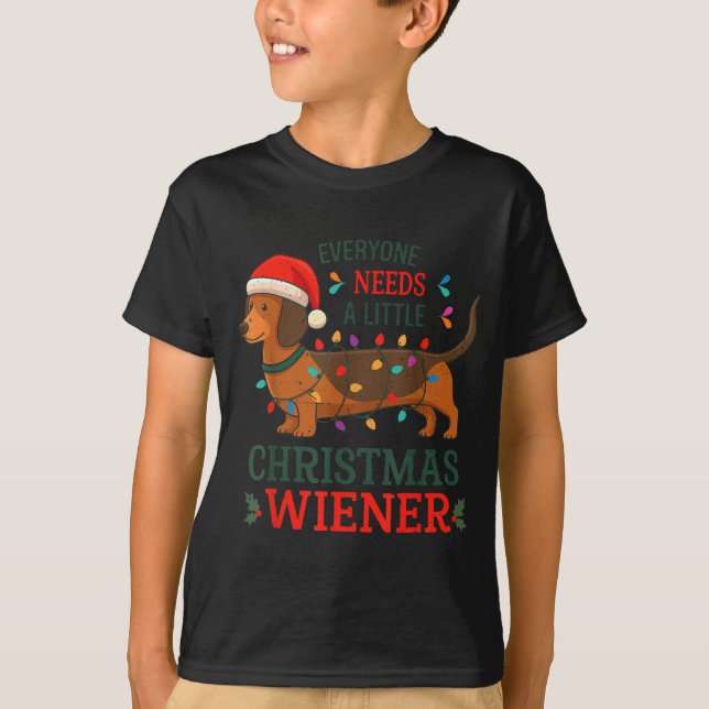 Everyone Need Weiner Dog Christmas Dachshund Pajam T Shirt (Framsida)
