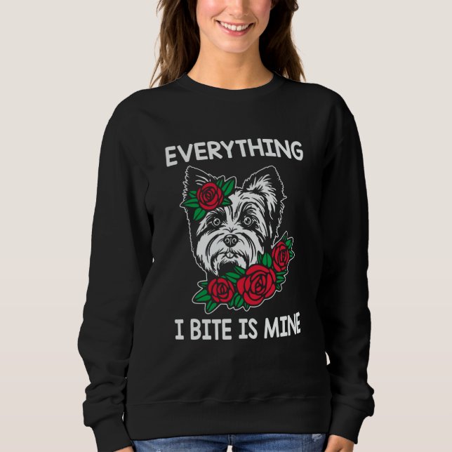 Everything I Bite Is Mine Yorkshire Terrier Dog Br T Shirt (Framsida)