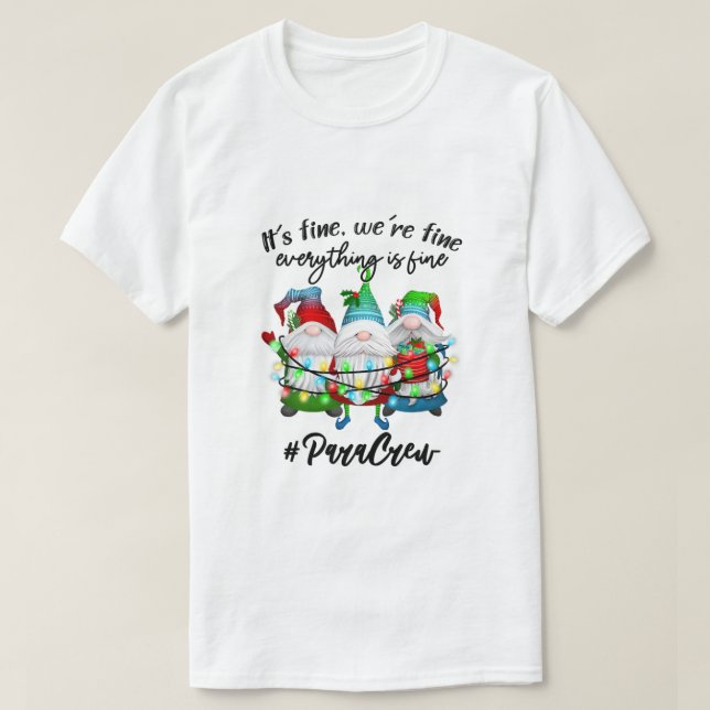 Everything Is Fine Paraprofessional Christmas Xmas T Shirt (Design framsida)