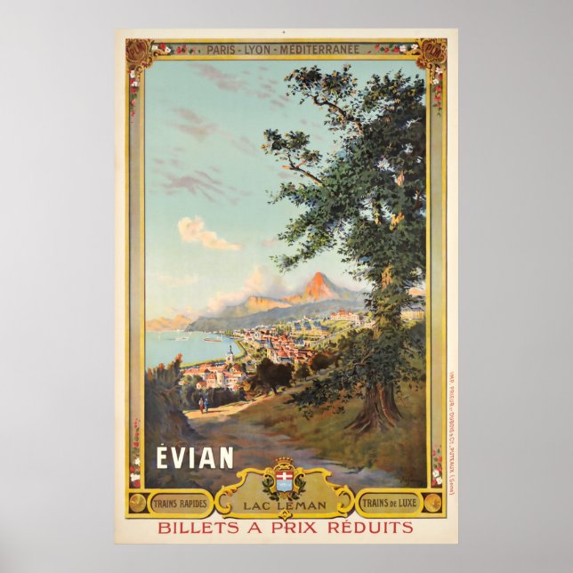 Evian, Lac Léman, Paris - Lyon - Méditerranée Poster (Framsidan)