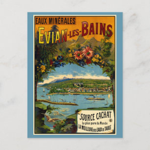 Evian Les Bans Evian Vatten Vintage resor Poster Helg Vykort