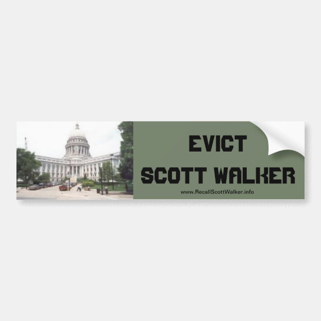 Evict Scott Walker Bumper Sticker Bildekal (Framsidan)