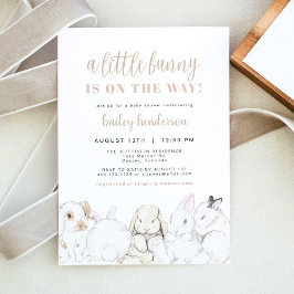 EVIE Cute Pastel Watercolor Bunny Baby Shower Inbjudningar