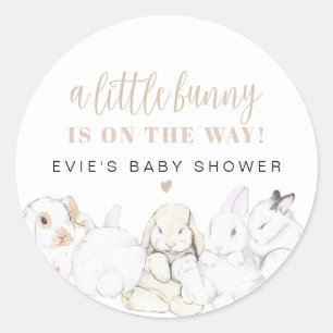 EVIE Cute Pastel Watercolor Bunny Baby Shower Runt Klistermärke