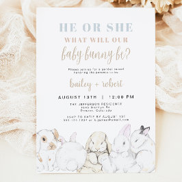 EVIE Cute Pastel Watercolor Bunny Gender Reveal Inbjudningar