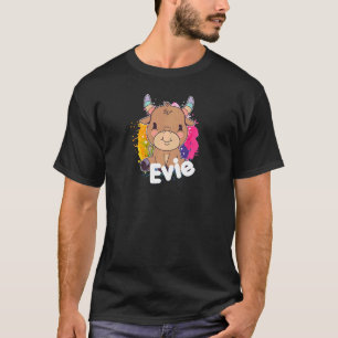EVIE Fina Flickan namn med den vackra lilla Cow T Shirt