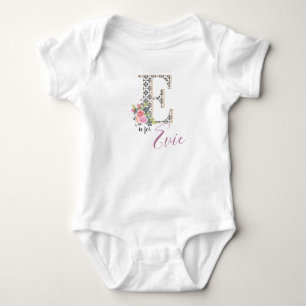 Evie Namn Baby Outfit Brev E Romper Blommigt Girl T Shirt