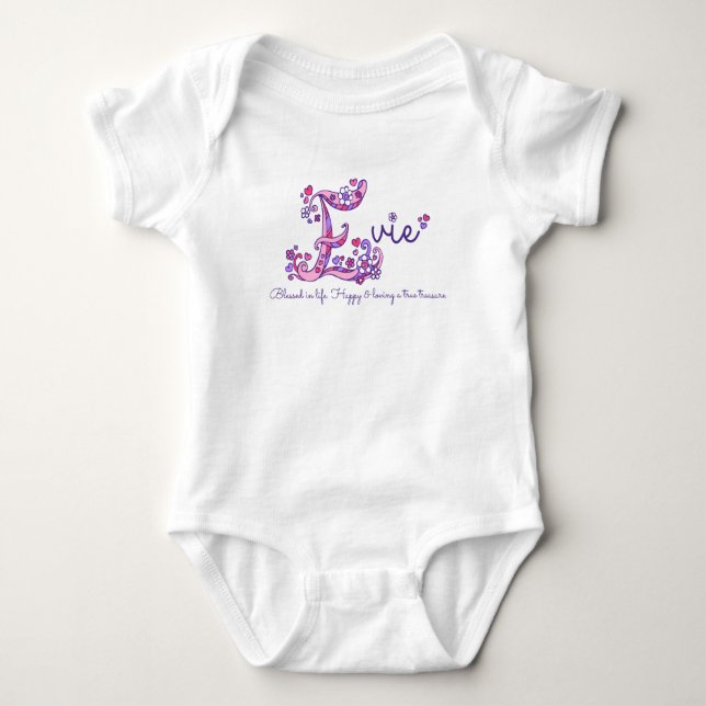 Evie tjejer namn & denaturerar E monogramskjorta T-shirt (Framsida)