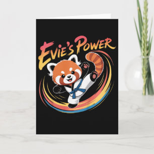 Evie's Power Röda Panda Taekwondo Karate Blå Bälte Kort
