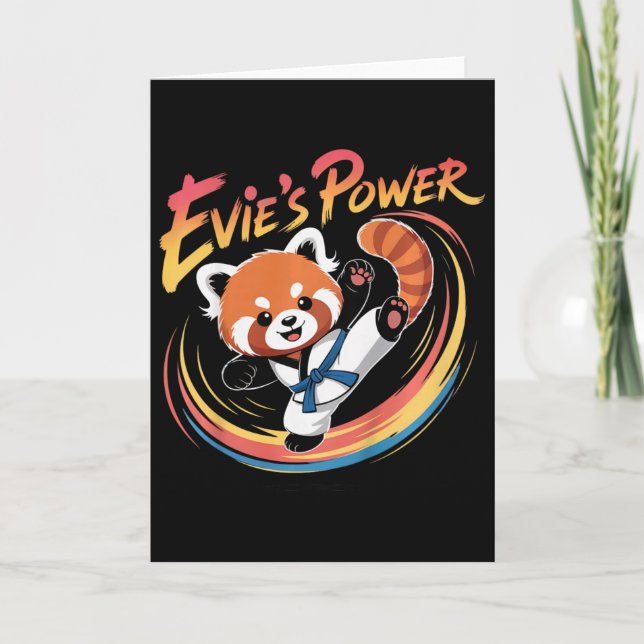 Evie's Power Röda Panda Taekwondo Karate Blå Bälte Kort (Framsida)