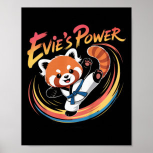 Evie's Power Röda Panda Taekwondo Karate Blå Bälte Poster