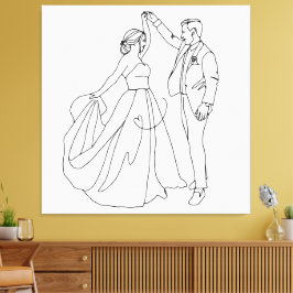 Evig Dans – Minimalistisk Bröllopslinje Konst Canvastryck