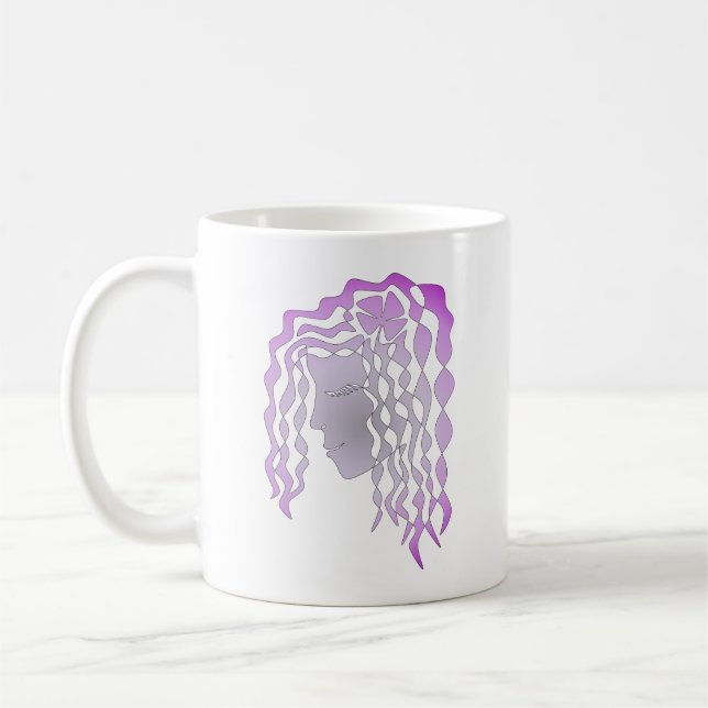 Evig Fredlig Kvinna Lila Grå Linje Art Mugg (Vänster)