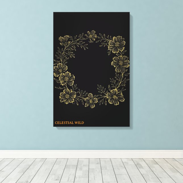 Evig gyllene blomning Blomstermålning på canvasduk (Insitu (trägolv))