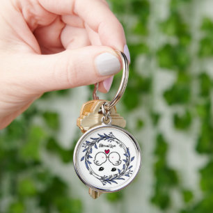 Evig kärlek fåglar rund silverfärgad nyckelring