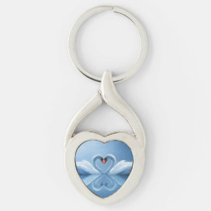 Evig kärlek för svan twisted heart silverfärgad nyckelring
