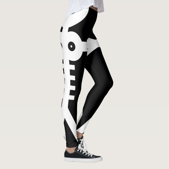 Evig kärlek Skelett Ikon 2007 Svart Och Vitt Leggings (Höger)