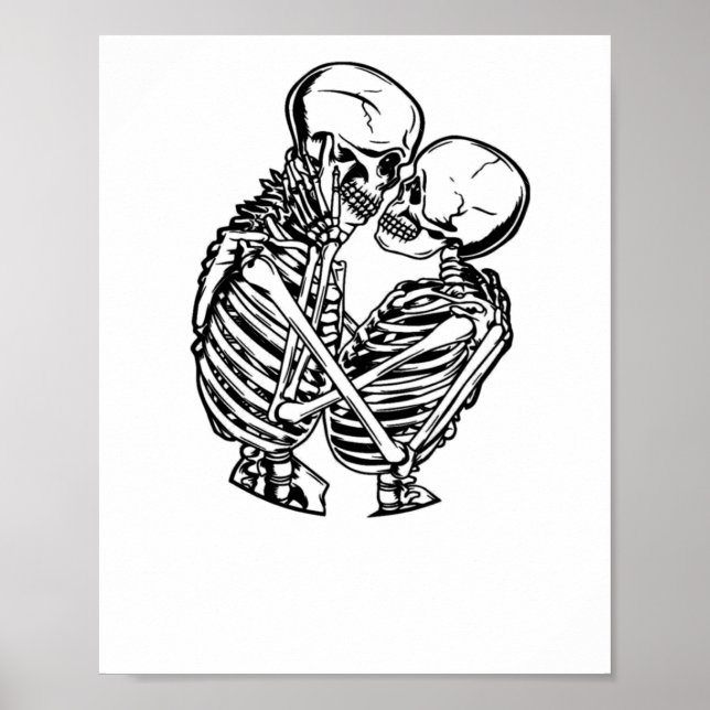 Evig kärlek skelett som kramar varandra dekal  poster (Framsidan)