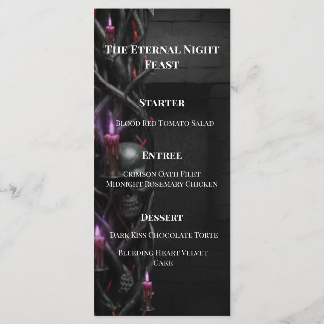 Evig Natt Gothic Vampyr Bröllop Mörk Romantik Meny (Framsida)