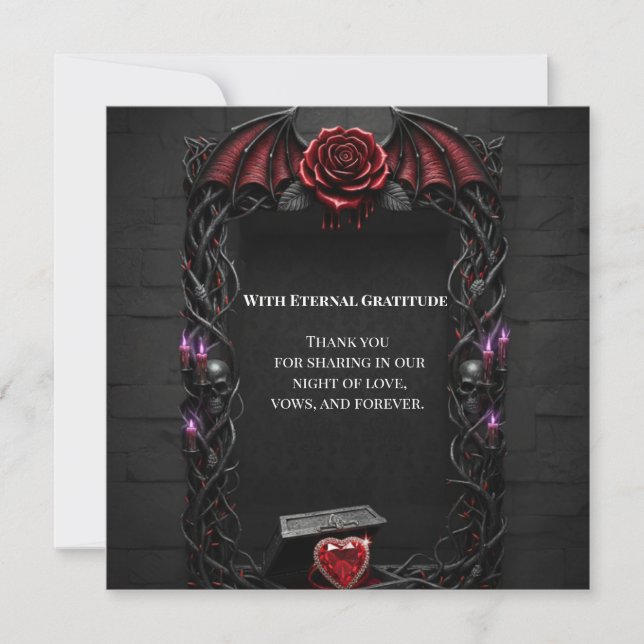 Evig natt gothic vampyr bröllop mörk romantik  tack kort (Framsida)