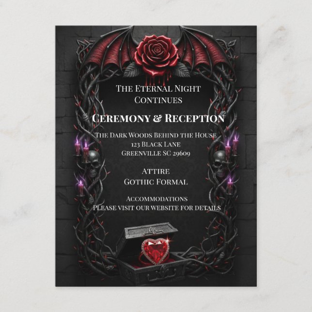 Evig Natt Gothic Vampyr Bröllop Mörk Romantik Tilläggskort (Framsida)