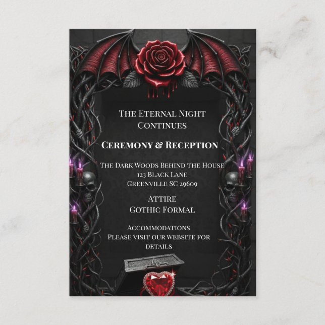 Evig Natt Gotisk Vampyr Bröllop Mörk Romantik Tilläggskort (Framsida)