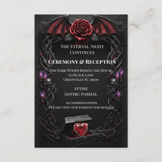Evig natt gotiskt vampyrbröllop mörk romantik tilläggskort (Framsida)
