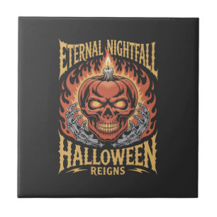 Evig nattlig Halloween-ljusskallepumpa Kakelplatta