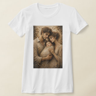 Evig Omfamning – 3D Mikro Mosaik Familjeporträtt T Shirt